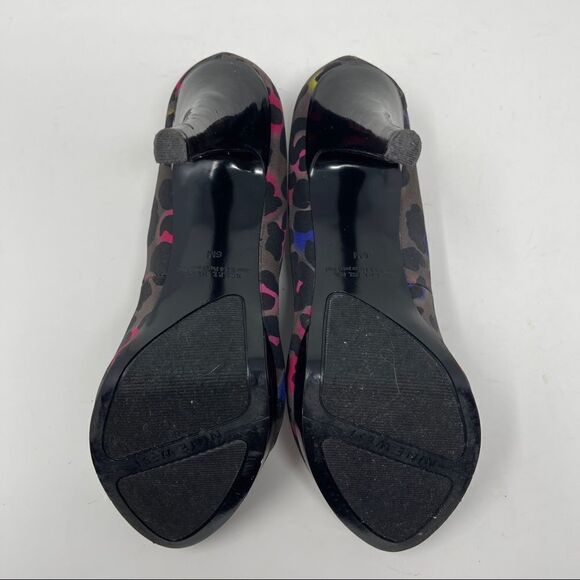 Nine West Danee Neon Leopard Print Peep Toe Heels Platform Women's 6M - Picture 7 of 11